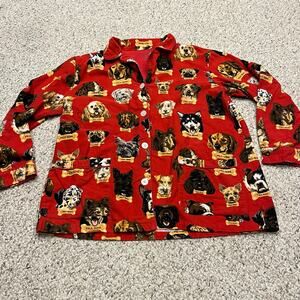 Nick & Nora Flannel Pajama Top Sz XL Dog Milk Bone Cozy Casual